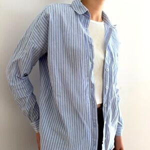 BEACH LUNCH LOUNGE  LONG SLEEVES STRIPED WHITE AND BLUE SHIRT  - XS